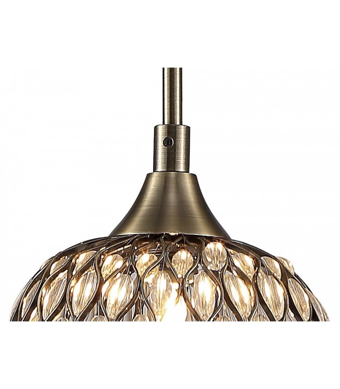 Small Ceiling Pendant 1 Light Antique Brass, Clear Glass - 6