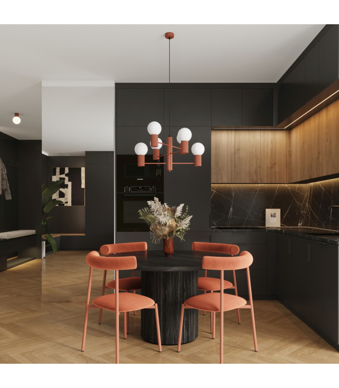 Halo Multi Arm Pendant Ceiling Light Red Ochre 6x G9-12