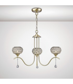 Ceiling Pendant 3 Light Antique Brass, Clear Glass - 2