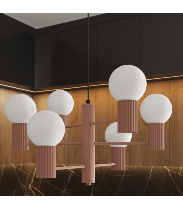 Halo Multi Arm Pendant Ceiling Light Mocha 6x G9-14