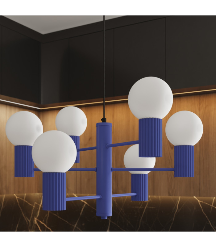 Halo Multi Arm Pendant Ceiling Light Ultramarine 6x G9-14
