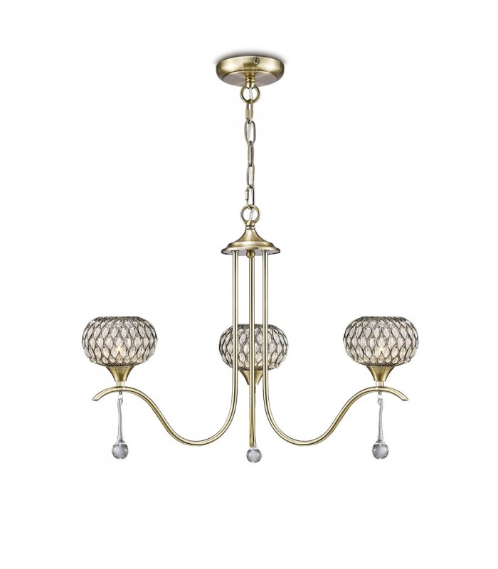 Ceiling Pendant 3 Light Antique Brass, Clear Glass - 4