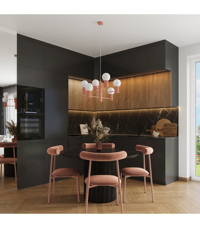 Halo Multi Arm Pendant Ceiling Light Peachy 6x G9-13