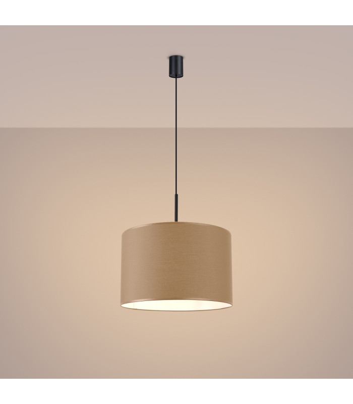Nevia Cylindrical Pendant Ceiling Light Taupe Black 1x E27-4