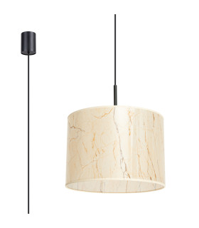 Nevia Cylindrical Pendant Ceiling Light Beige Marble Black 1x E27-1