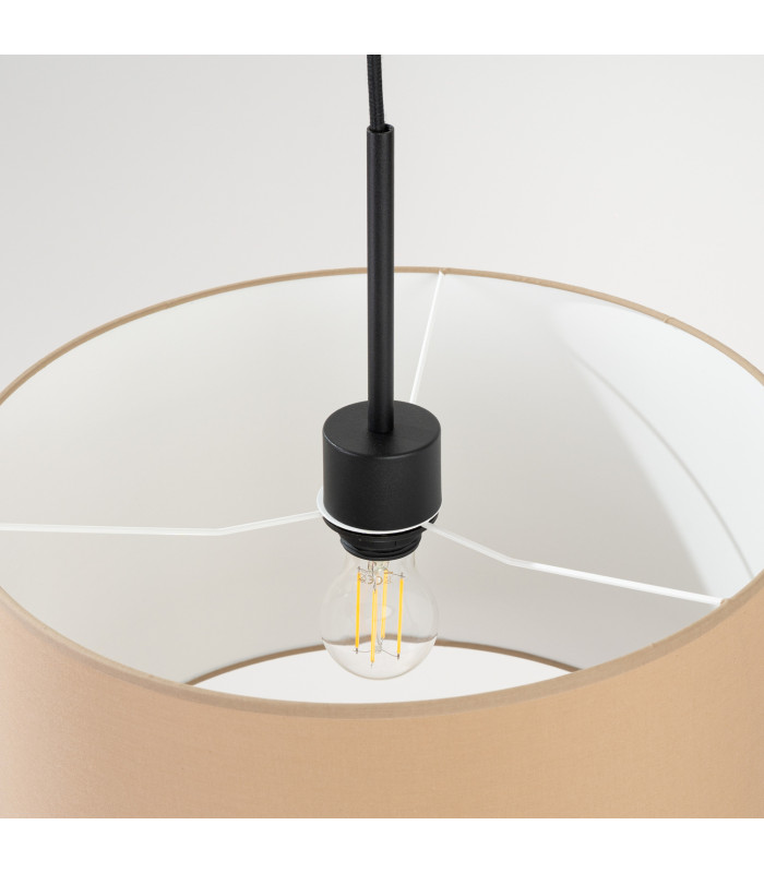 Nevia Cylindrical Pendant Ceiling Light Taupe Black 1x E27-6