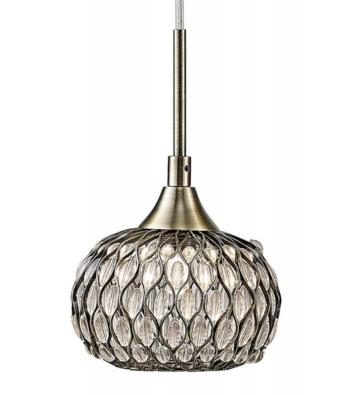 Ceiling Pendant 3 Light Line Antique Brass, Clear Glass - 6