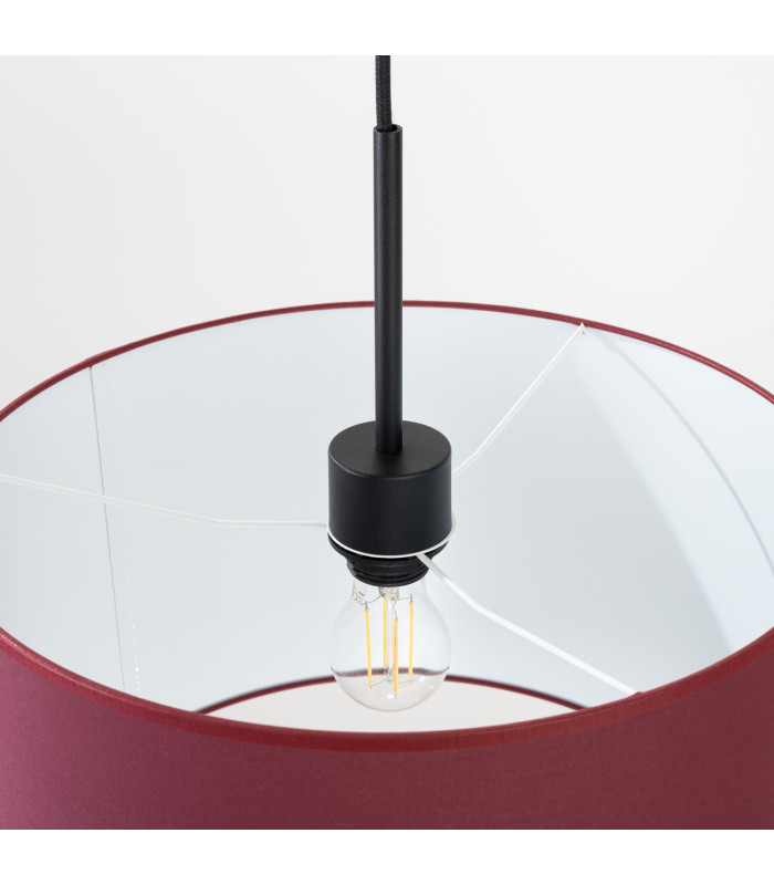 Nevia Cylindrical Pendant Ceiling Light Burgundy Black 1x E27-6