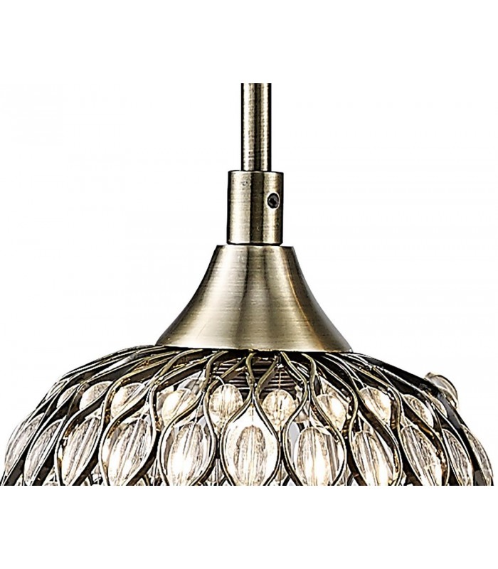 Ceiling Pendant 3 Light Line Antique Brass, Clear Glass - 7
