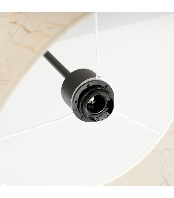 Nevia Cylindrical Pendant Ceiling Light Beige Marble Black 1x E27-8