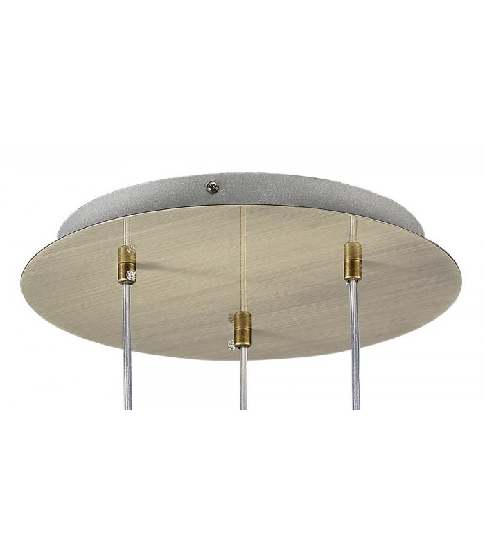 Ceiling Cluster Pendant 3 Light Round Antique Brass, Clear Glass - 4
