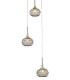Ceiling Cluster Pendant 3 Light Round Antique Brass, Clear Glass - 5