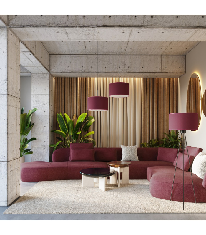 Nevia Cylindrical Pendant Ceiling Light Burgundy Black 1x E27-11