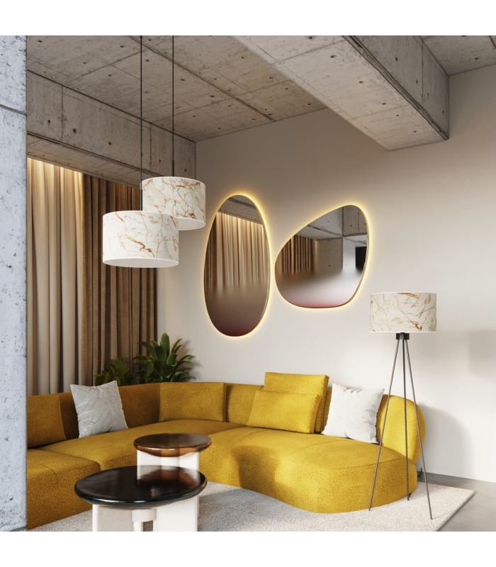 Nevia Cylindrical Pendant Ceiling Light Beige Marble Black 1x E27-12