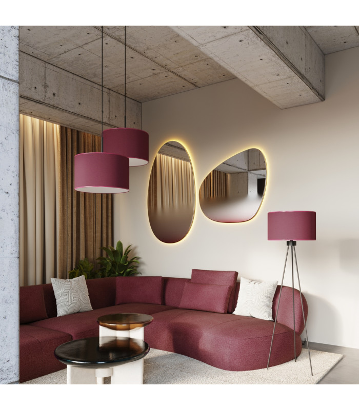 Nevia Cylindrical Pendant Ceiling Light Burgundy Black 1x E27-12