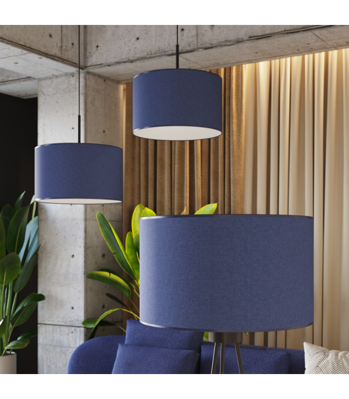 Nevia Cylindrical Pendant Ceiling Light Navy Blue Black 1x E27-13