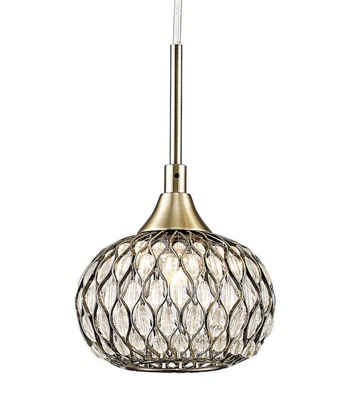 Ceiling Cluster Pendant 3 Light Round Antique Brass, Clear Glass - 7