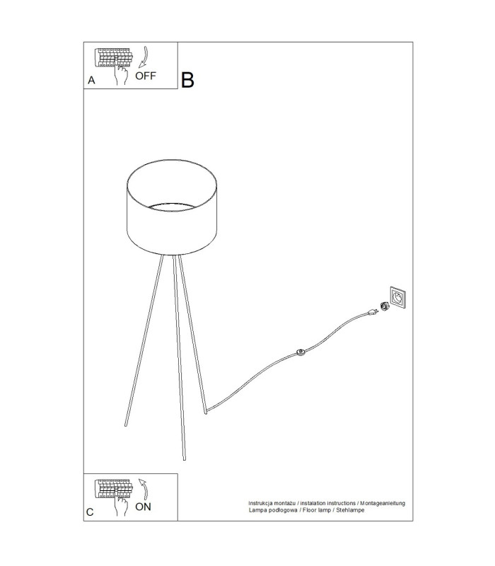 Nevia Tripod Floor Lamp Taupe Black 1x E27-12