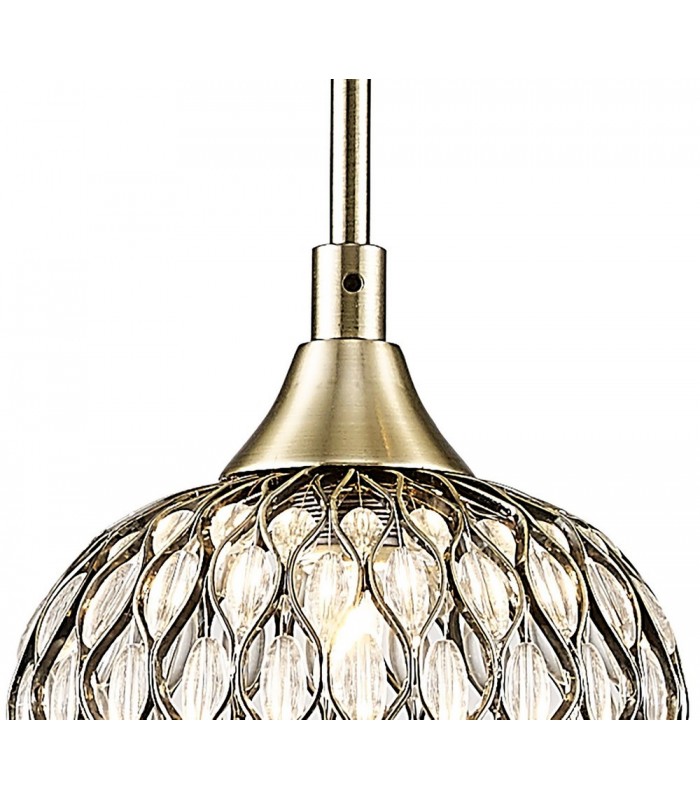 Ceiling Cluster Pendant 3 Light Round Antique Brass, Clear Glass - 8