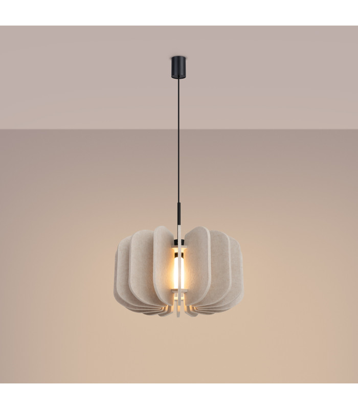Mula 45cm Pendant Ceiling Light Beige Black 1x E27-4