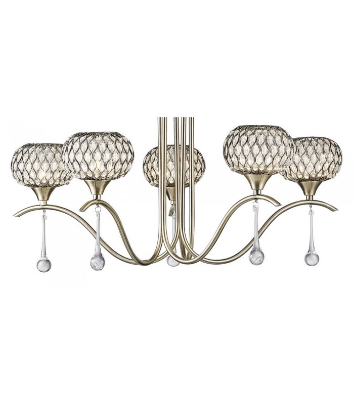 Ceiling Pendant 5 Light Antique Brass, Clear Glass - 7