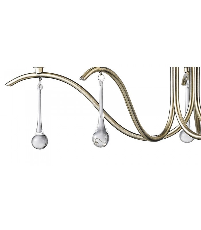 Ceiling Pendant 5 Light Antique Brass, Clear Glass - 9