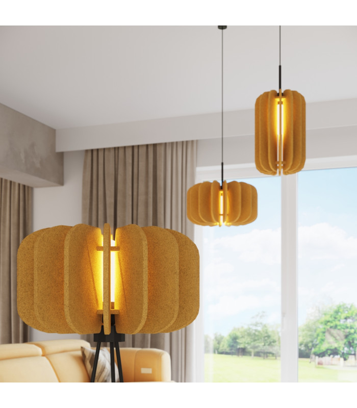 Mula 27cm Pendant Ceiling Light Yellow Black 1x E27-15