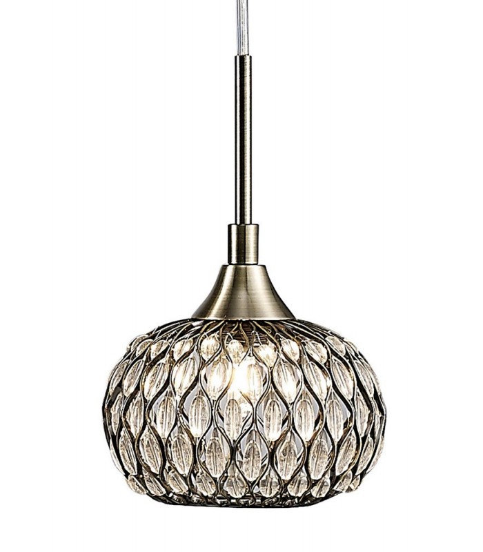 Ceiling Pendant 5 Light G9 Line Antique Brass, Clear Glass - 6