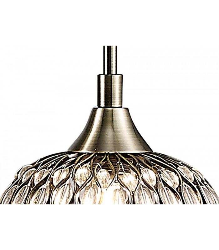 Ceiling Pendant 5 Light G9 Line Antique Brass, Clear Glass - 7