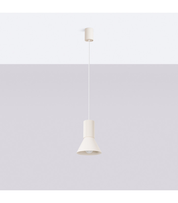 Estria Dome Pendant Ceiling Light Beige 1x E14-2