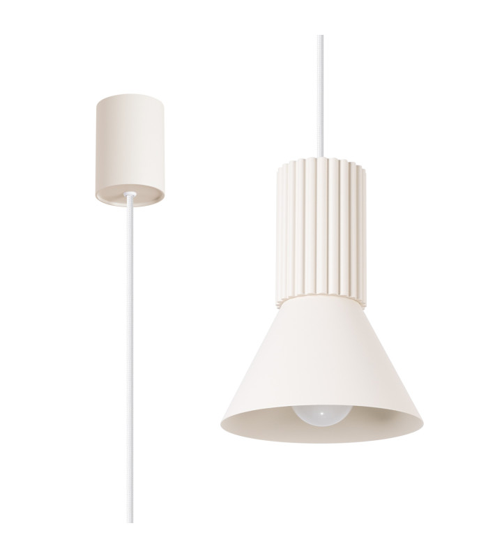 Estria Dome Pendant Ceiling Light Beige 1x E14-3