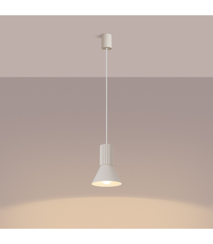 Estria Dome Pendant Ceiling Light Beige 1x E14-4