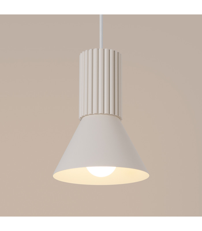 Estria Dome Pendant Ceiling Light Beige 1x E14-5