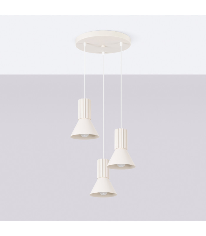 Estria Cluster Pendant Ceiling Light Beige 3x E14-2