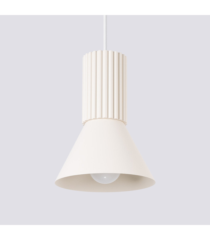 Estria Dome Pendant Ceiling Light Beige 1x E14-6