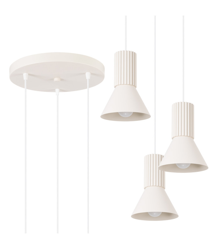 Estria Cluster Pendant Ceiling Light Beige 3x E14-3