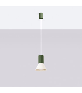 Estria Dome Pendant Ceiling Light Beige Olive Green 1x E14-2