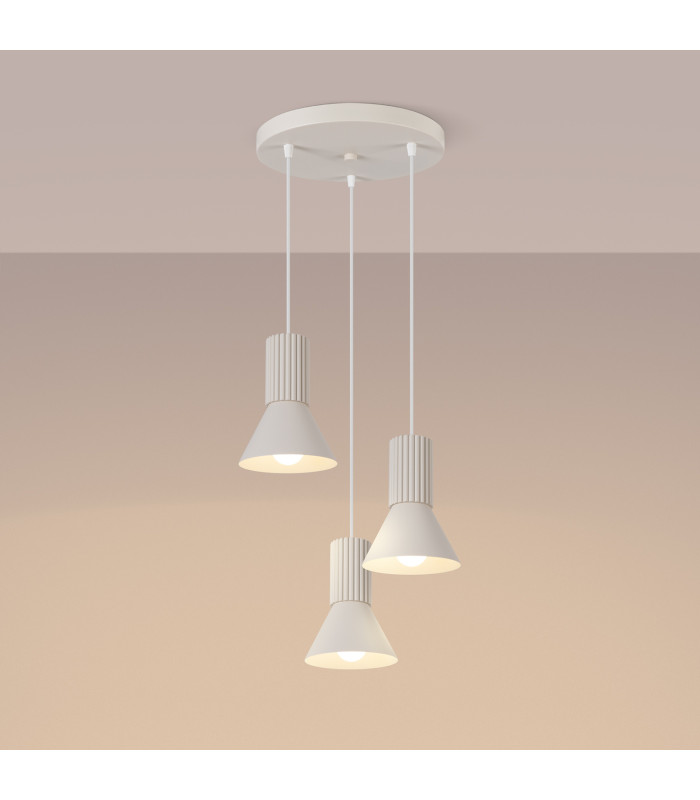 Estria Cluster Pendant Ceiling Light Beige 3x E14-4