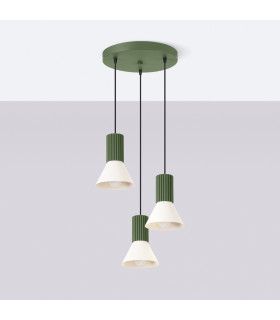 Estria Cluster Pendant Ceiling Light Beige Olive Green 3x E14-2
