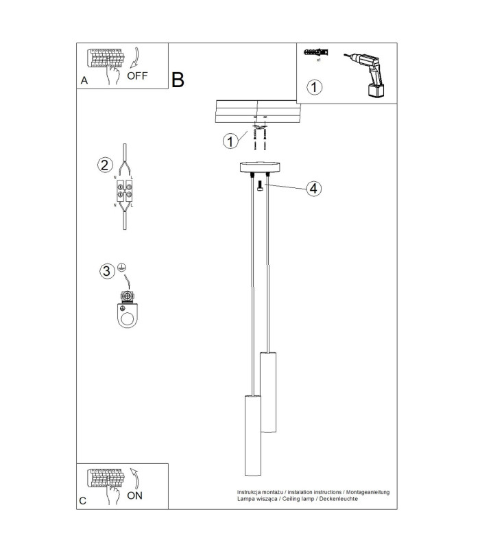Lagos Cluster Pendant Ceiling Light White 2x GU10-12
