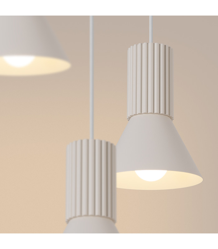 Estria Cluster Pendant Ceiling Light Beige 3x E14-5