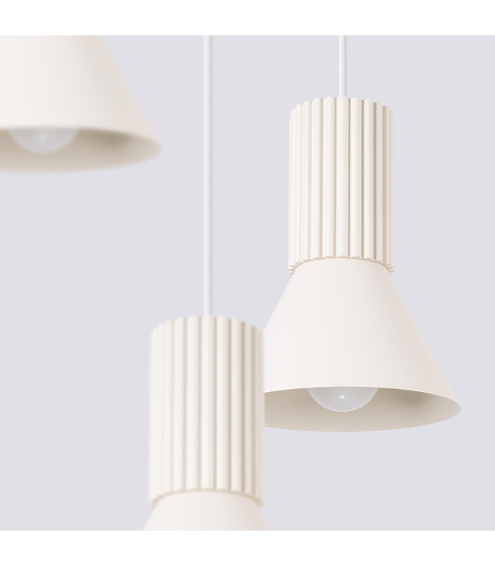 Estria Cluster Pendant Ceiling Light Beige 3x E14-6