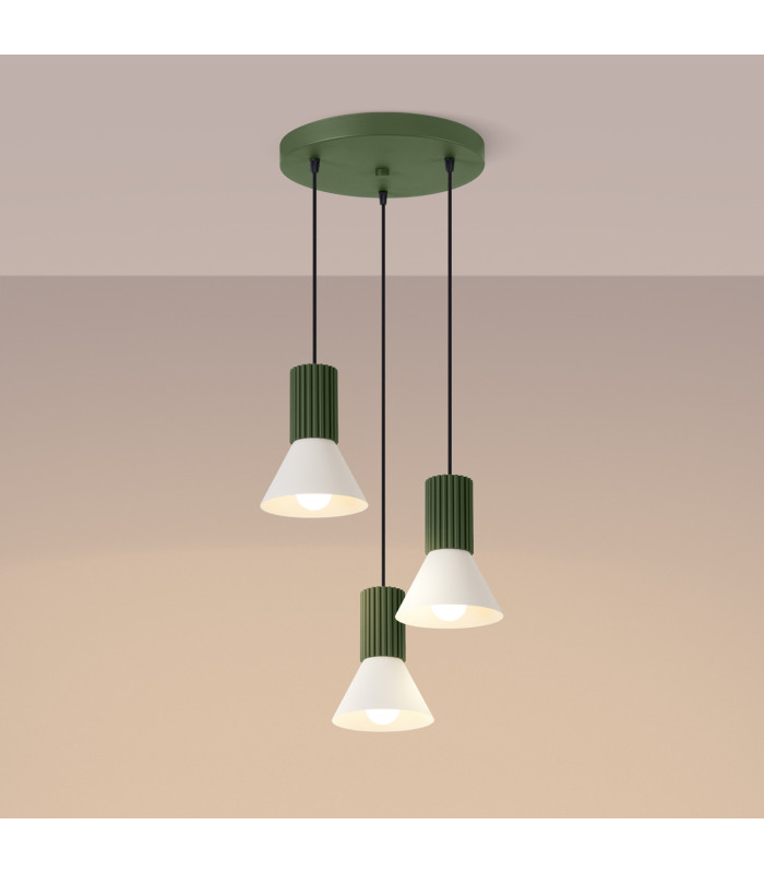 Estria Cluster Pendant Ceiling Light Beige Olive Green 3x E14-4