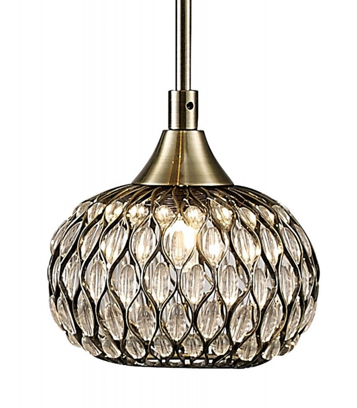 Ceiling Cluster Pendant 5 Light Round Antique Brass, Clear Glass - 8