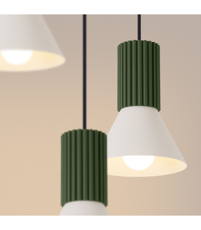 Estria Cluster Pendant Ceiling Light Beige Olive Green 3x E14-5