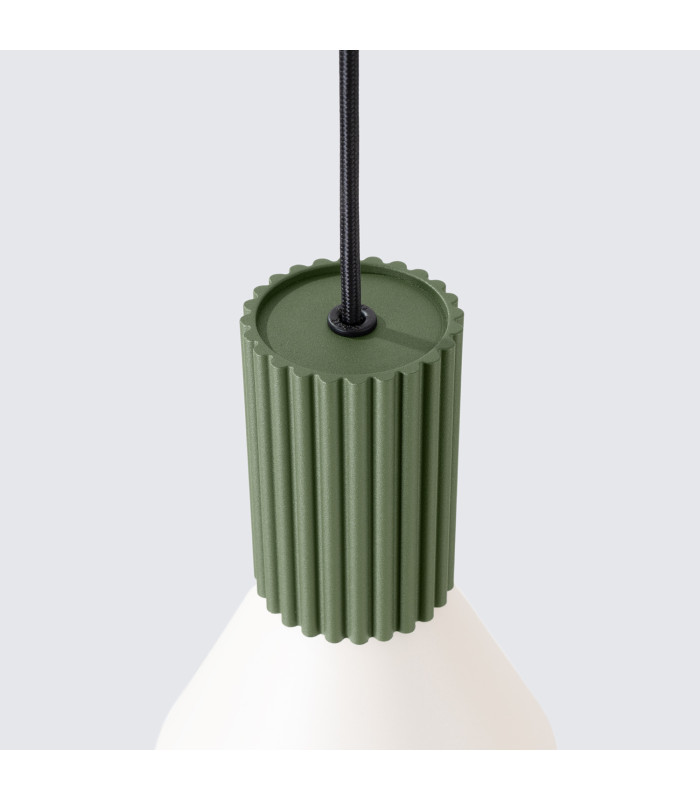 Estria Dome Pendant Ceiling Light Beige Olive Green 1x E14-7