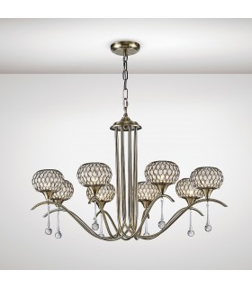 Ceiling Pendant 8 Light Antique Brass, Clear Glass - 2
