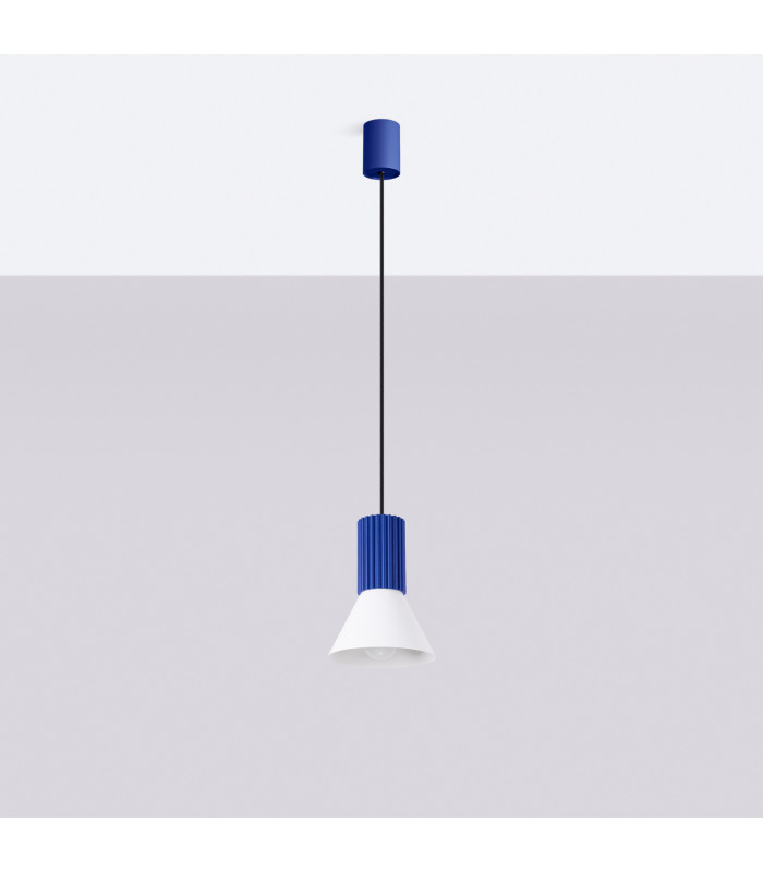 Estria Dome Pendant Ceiling Light White Ultramarine 1x E14-2