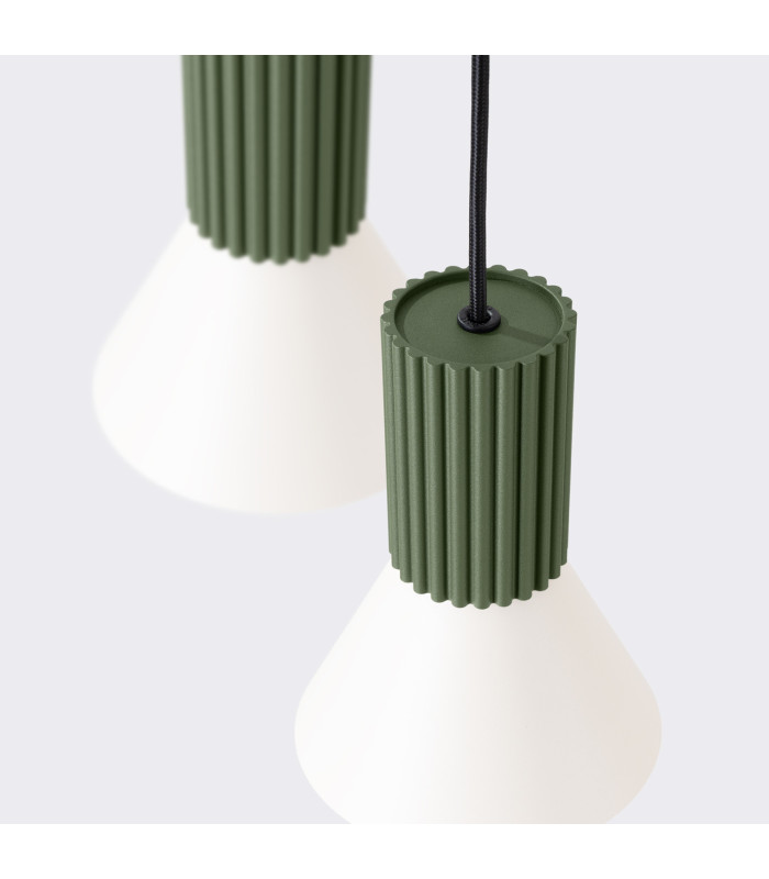 Estria Cluster Pendant Ceiling Light Beige Olive Green 3x E14-7