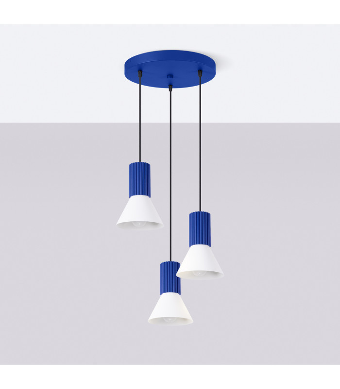 Estria Cluster Pendant Ceiling Light White Ultramarine 3x E14-2